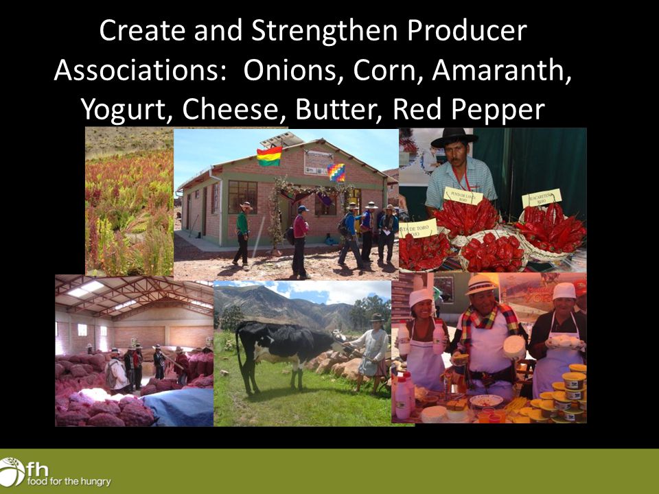 Create and Strengthen Producer Associations: Onions, Corn, Amaranth, Yogurt, Cheese, Butter, Red Pepper