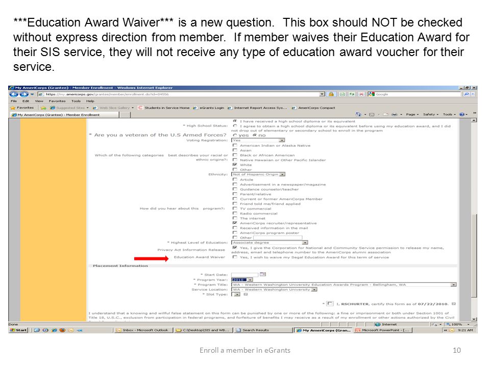 10 ***Education Award Waiver*** is a new question.