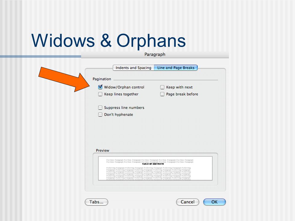 Widows & Orphans