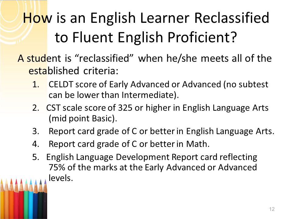 How is an English Learner Reclassified to Fluent English Proficient.