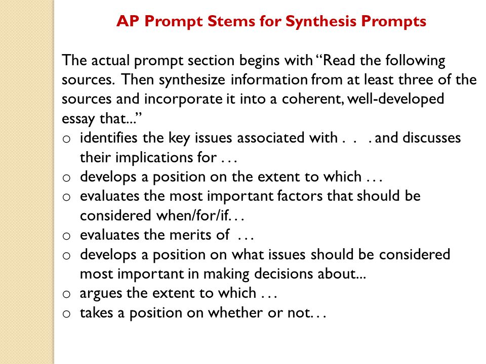 Ap synthesis essay prompts