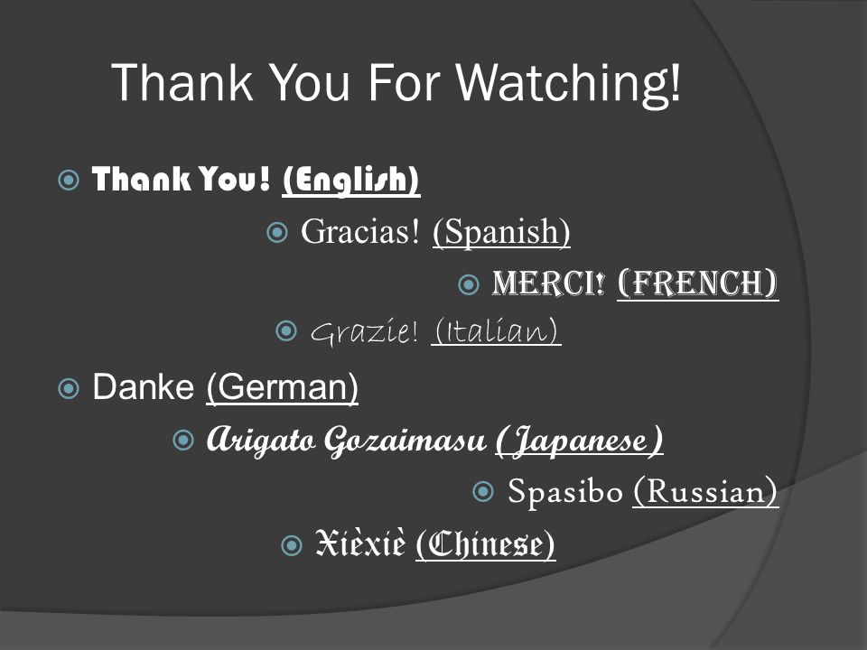 Thank You For Watching.  Thank You. (English)  Gracias.