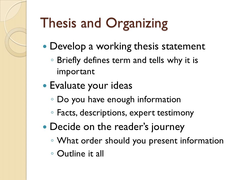 Definition of a working thesis statement