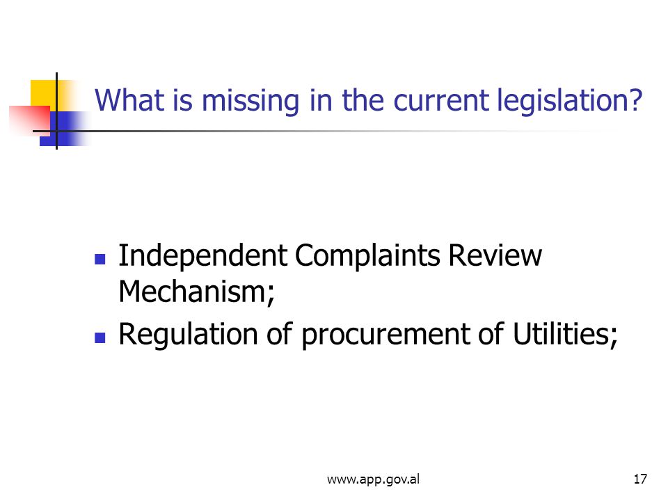 What is missing in the current legislation.