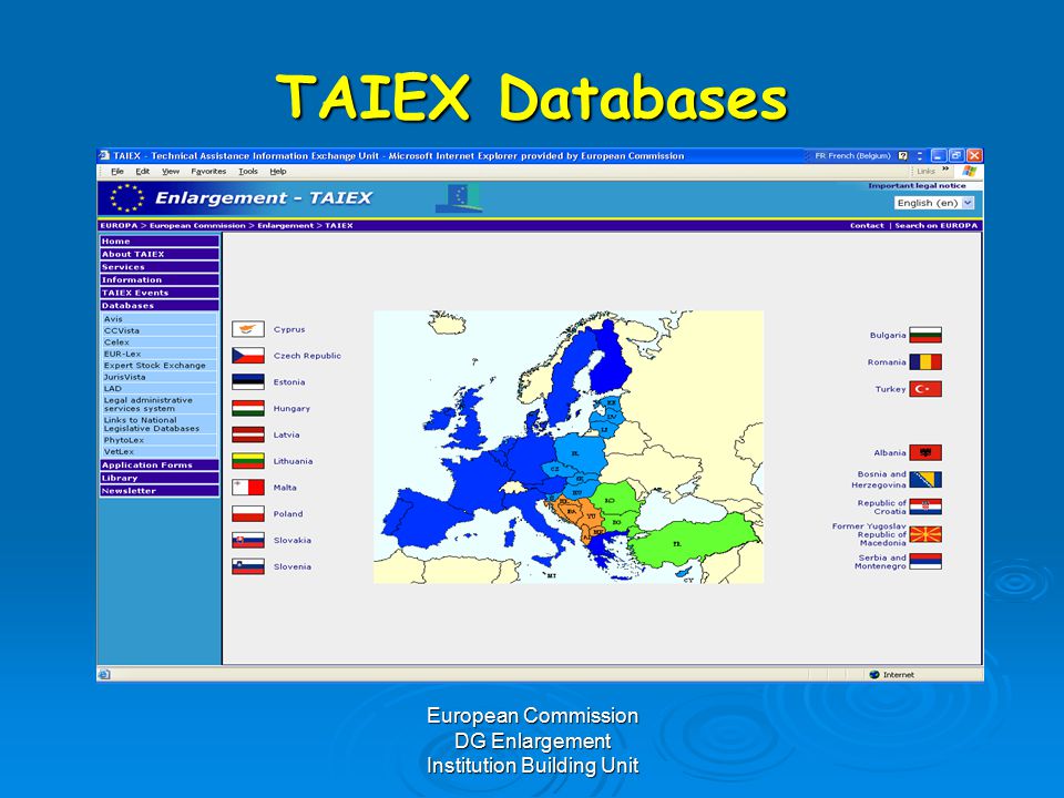 European Commission DG Enlargement Institution Building Unit TAIEX Databases