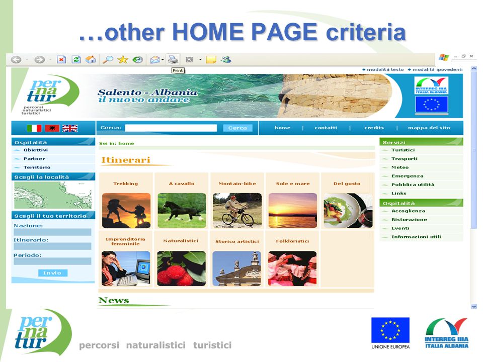 … other HOME PAGE criteria