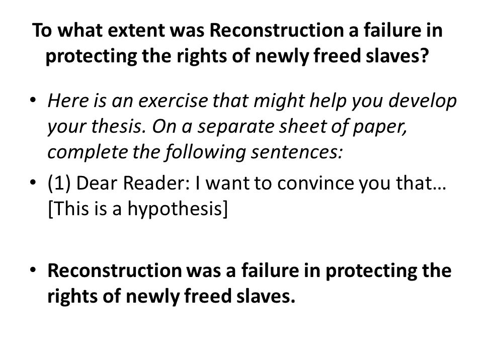 Reconstruction failed essay