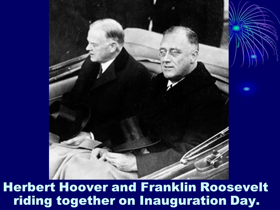 Herbert Hoover and Franklin Roosevelt riding together on Inauguration Day.