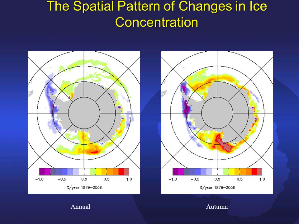The Spatial Pattern of Changes in Ice Concentration AnnualAutumn