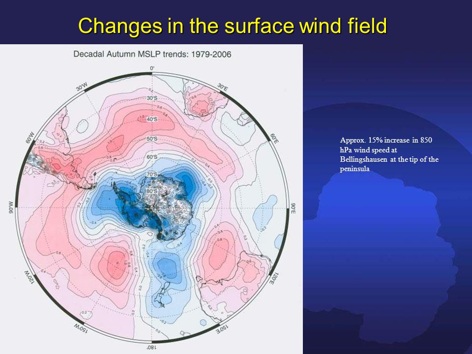 Changes in the surface wind field Approx.
