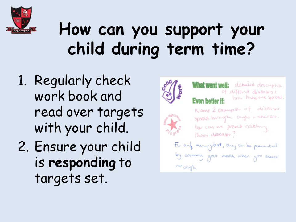 How can you support your child during term time.
