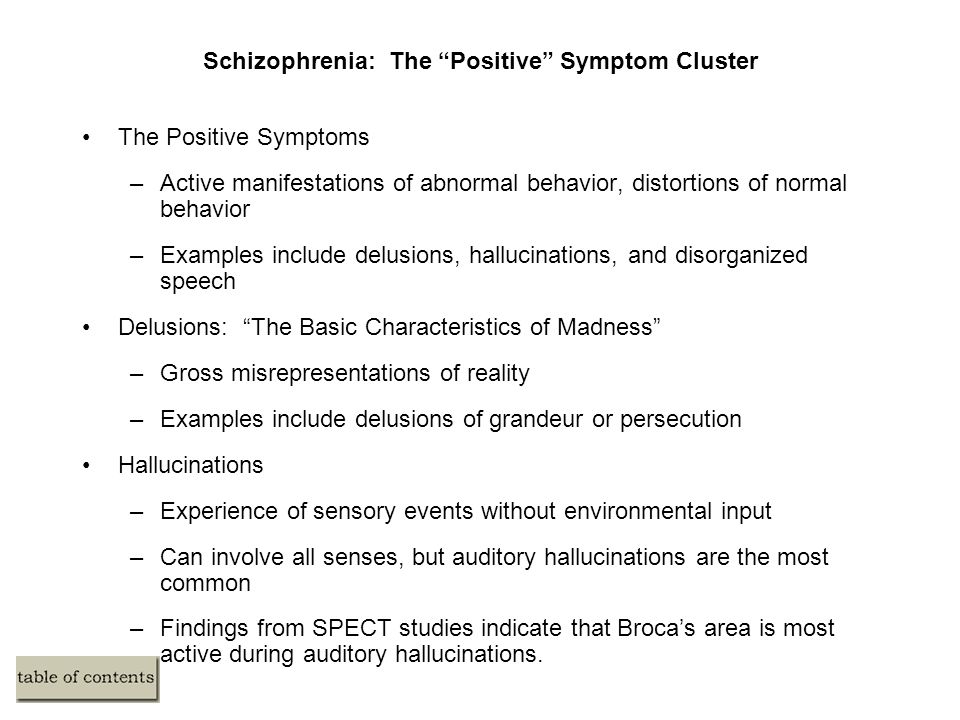 abnormal psychology schizophrenia Paranoid schizophrenia responds very well to medication and has the best prognosis of all the subtypes antipsychotic side effects include: motor side effects, for example pseudoparkinsonism (shake uncontrollably), bradykinesia, rigidity, & tardive dyskinesia, seizures, anticholinergic effects, antihistaminic effects, & neuroleptic malignant. abnormal psychology schizophrenia Paranoid schizophrenia responds very well to medication and has the best prognosis of all the subtypes antipsychotic side effects include: motor side effects, for example pseudoparkinsonism (shake uncontrollably), bradykinesia, rigidity, & tardive dyskinesia, seizures, anticholinergic effects, antihistaminic effects, & neuroleptic malignant.