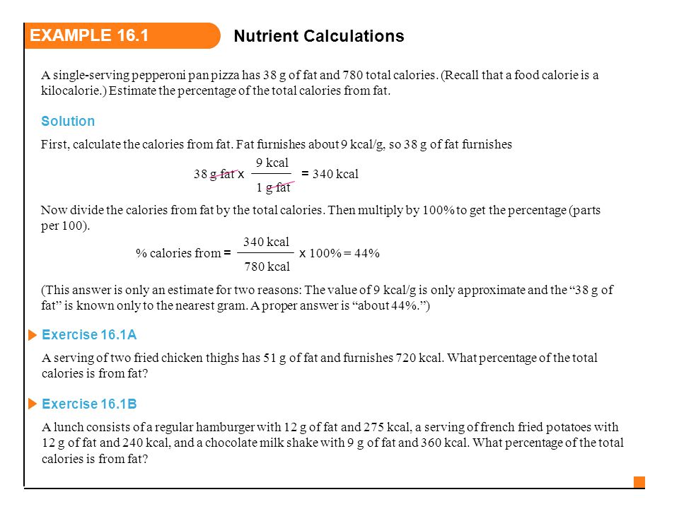 how to calculate fat percentage in food