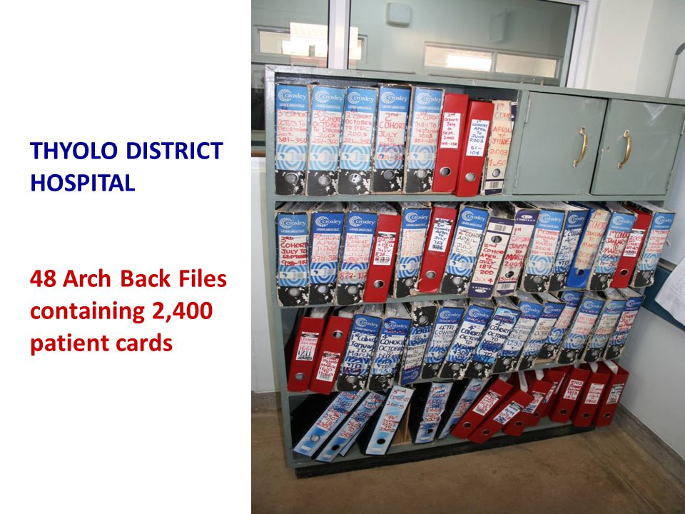 THYOLO DISTRICT HOSPITAL 48 Arch Back Files containing 2,400 patient cards