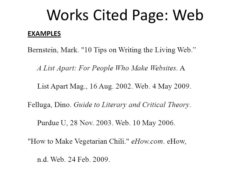 Work Cited Page Essay Example