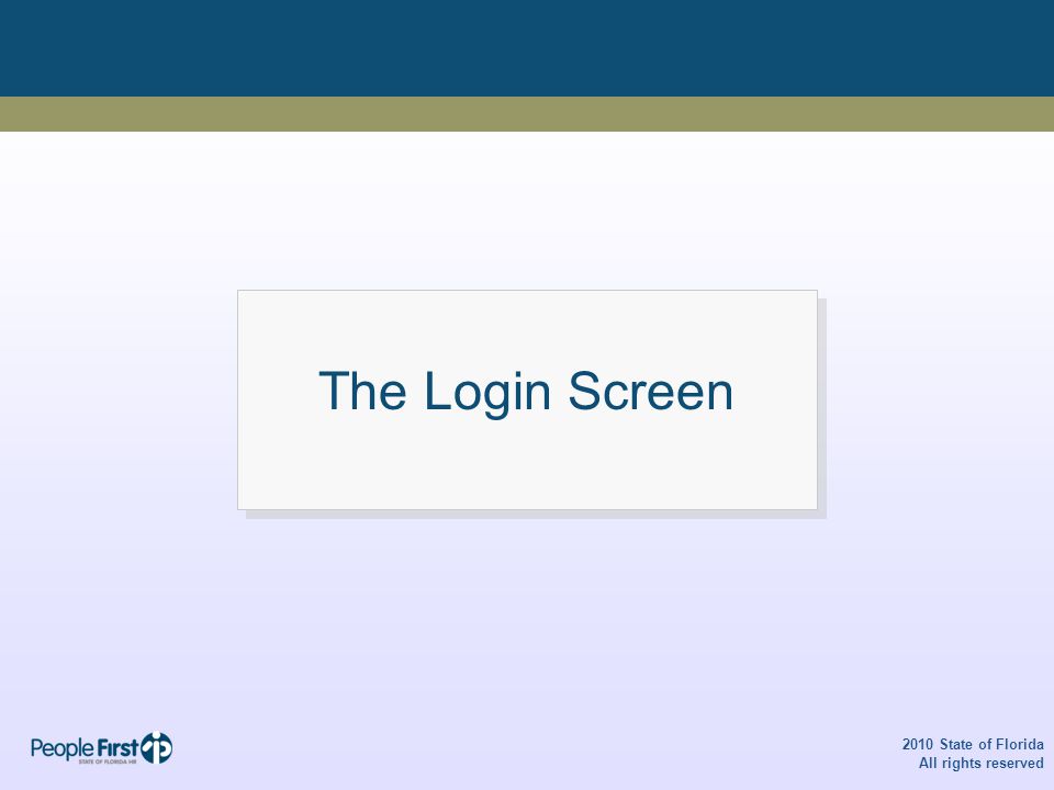 2010 State of Florida All rights reserved The Login Screen