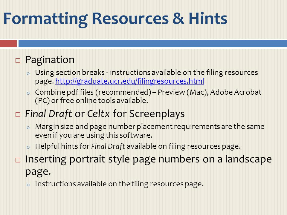 Dissertation Formats