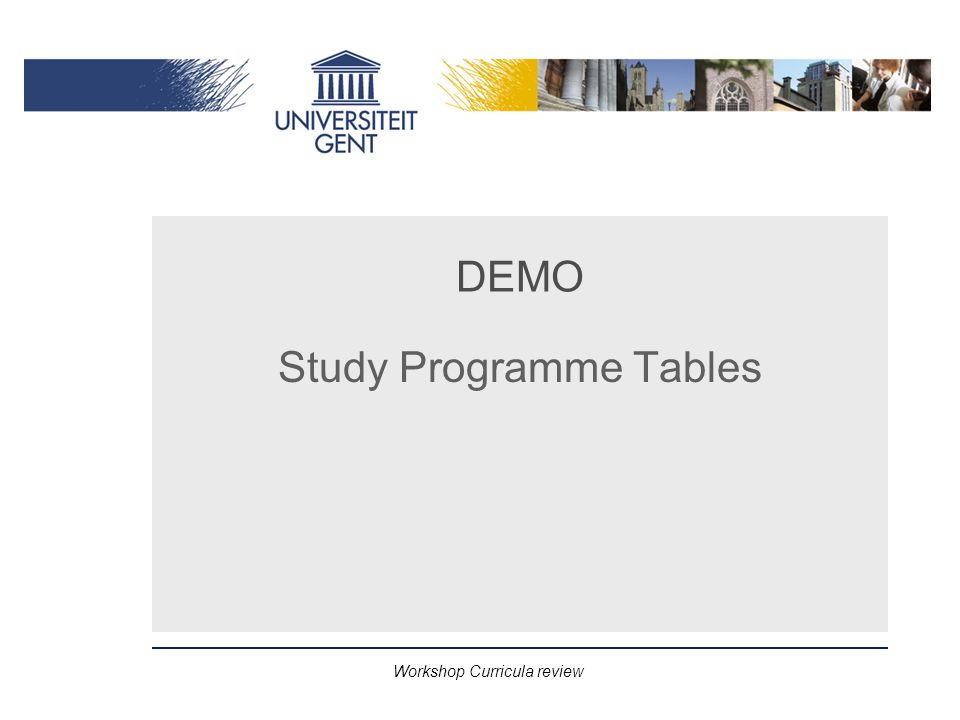 Workshop Curricula review DEMO Study Programme Tables