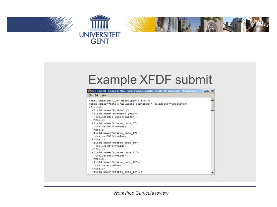 Workshop Curricula review Example XFDF submit