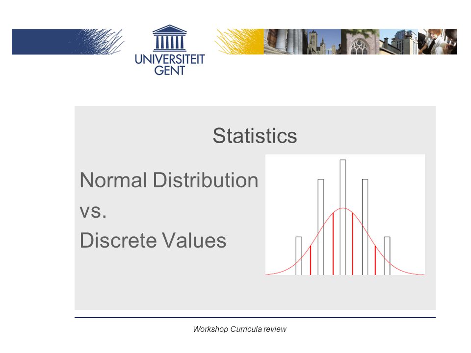 Workshop Curricula review Statistics Normal Distribution vs. Discrete Values