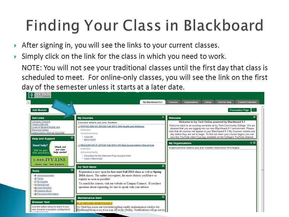  After signing in, you will see the links to your current classes.