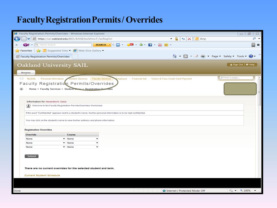 Faculty Registration Permits / Overrides