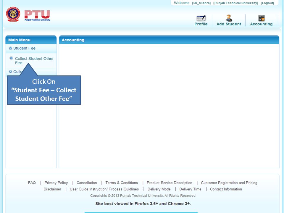 Click On Student Fee – Collect Student Other Fee