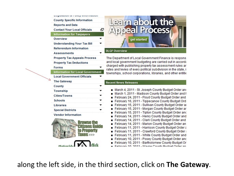 along the left side, in the third section, click on The Gateway.