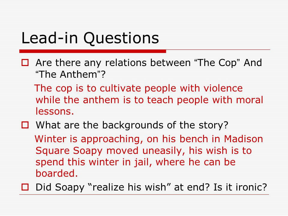 cop and the anthem short story