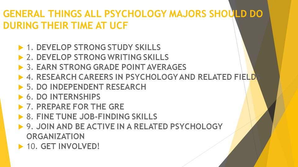 GENERAL THINGS ALL PSYCHOLOGY MAJORS SHOULD DO DURING THEIR TIME AT UCF  1.