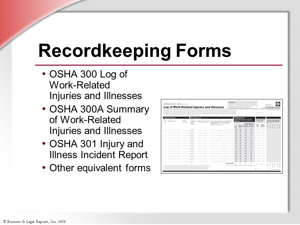 injury and illness recordkeeping business legal reports inc injury and illness incident report