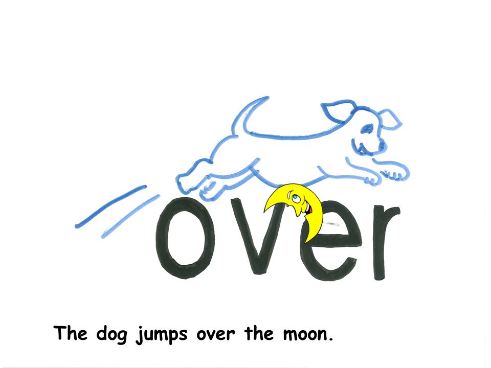 The dog jumps over the moon.