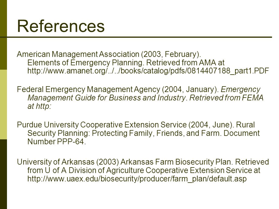 References American Management Association (2003, February).