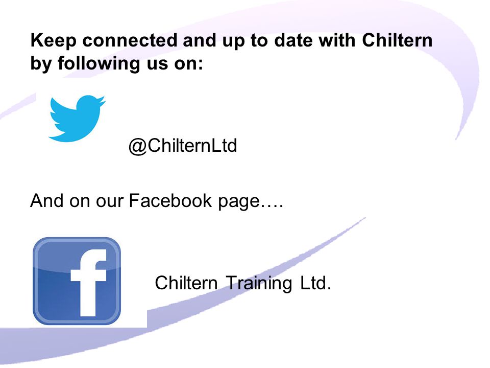 Keep connected and up to date with Chiltern by following us And on our Facebook page….