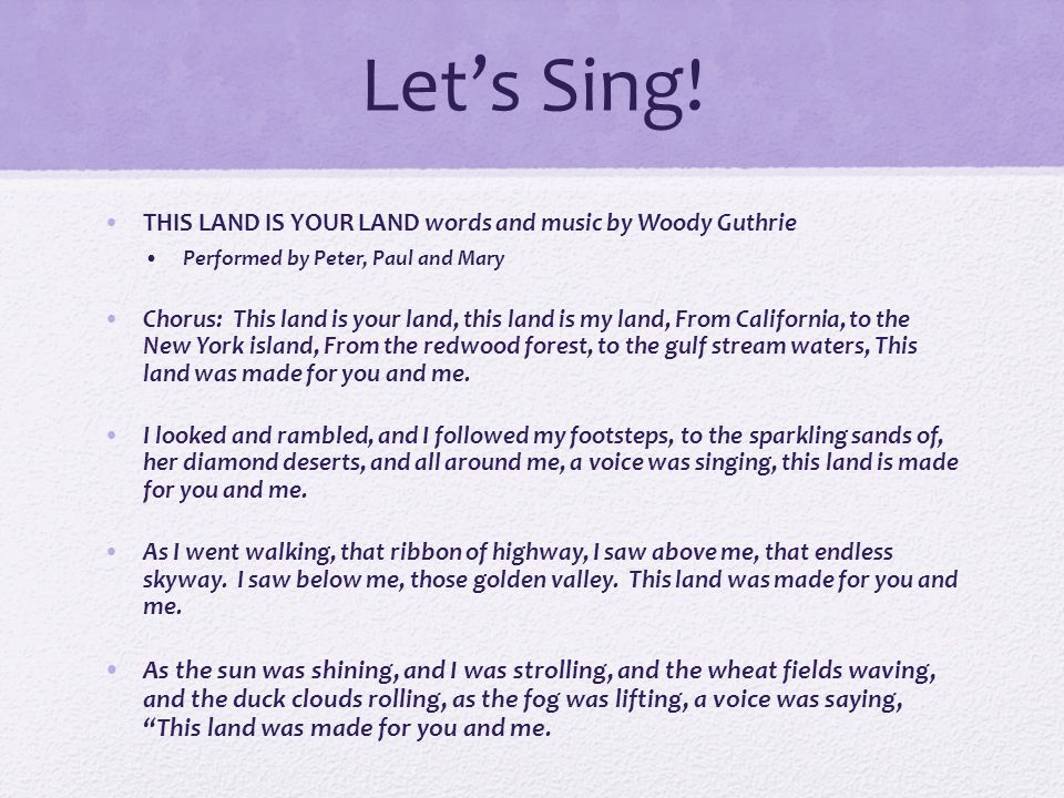 Let’s Sing.