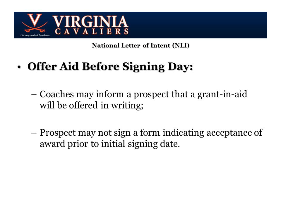 national letter of intent