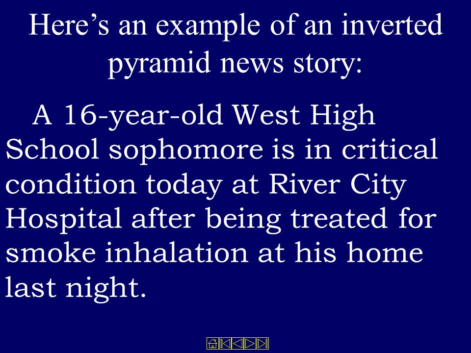 inverted pyramid style.