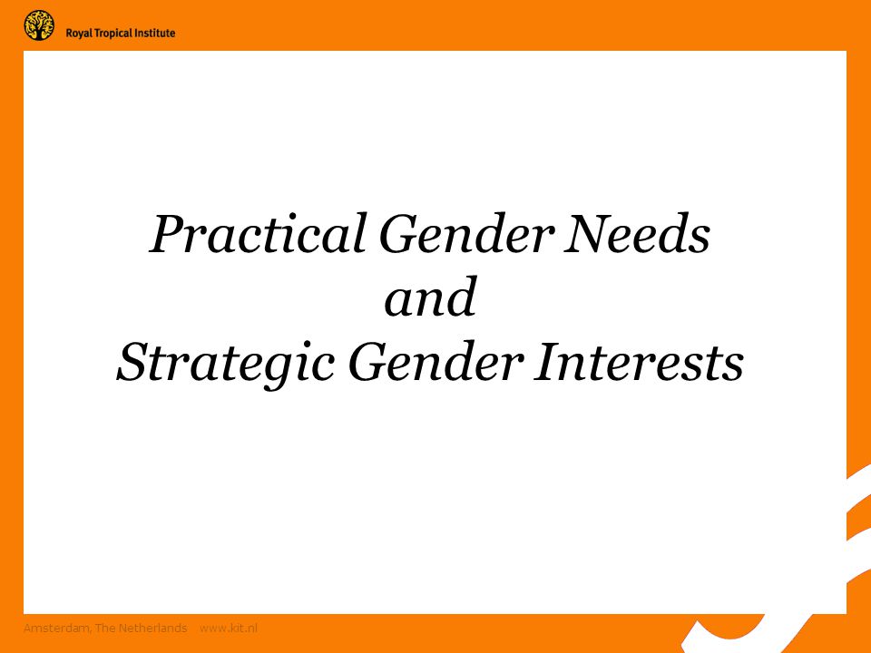 Amsterdam, The Netherlands   Practical Gender Needs and Strategic Gender Interests