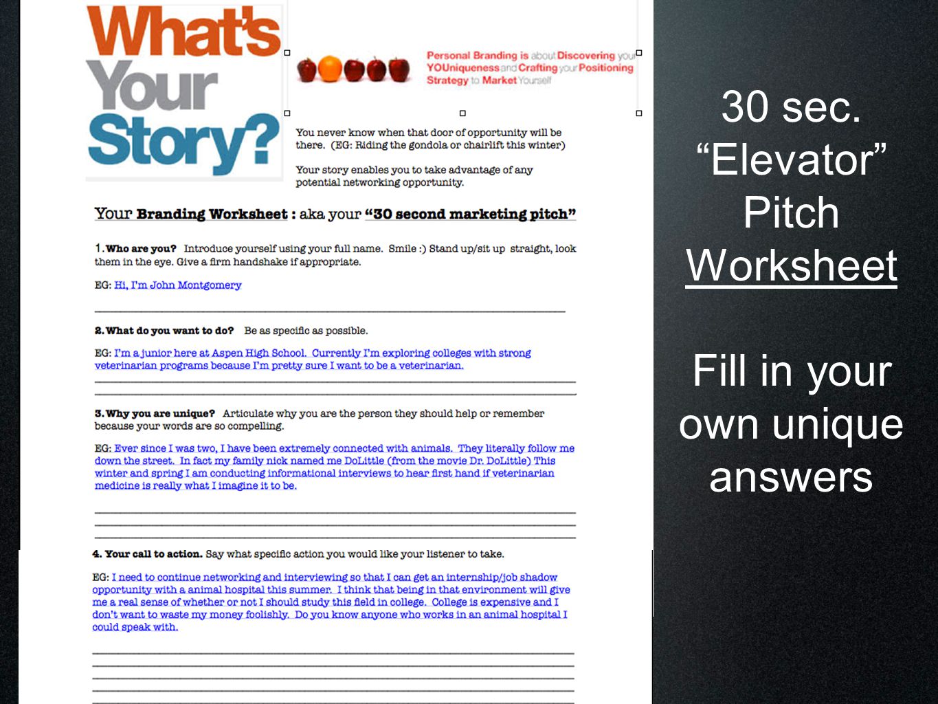 30 sec elevator pitch examples