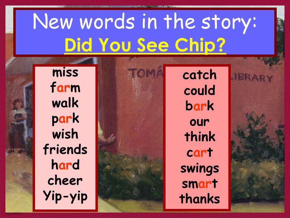 Anne Miller New words in the story: Did You See Chip.