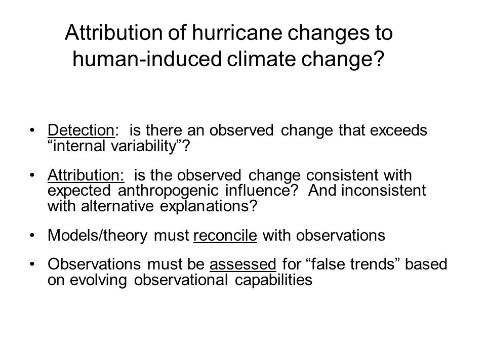 Attribution of hurricane changes to human-induced climate change.