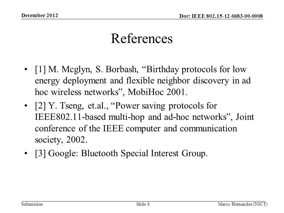 Doc: IEEE Submission References [1] M.