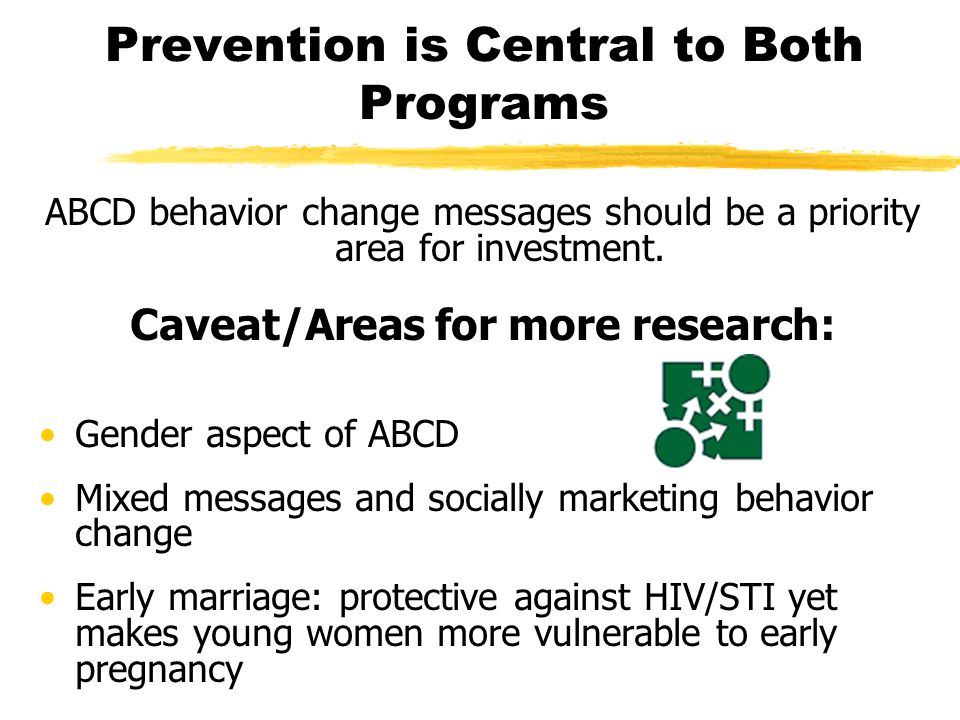 Prevention is Central to Both Programs ABCD behavior change messages should be a priority area for investment.