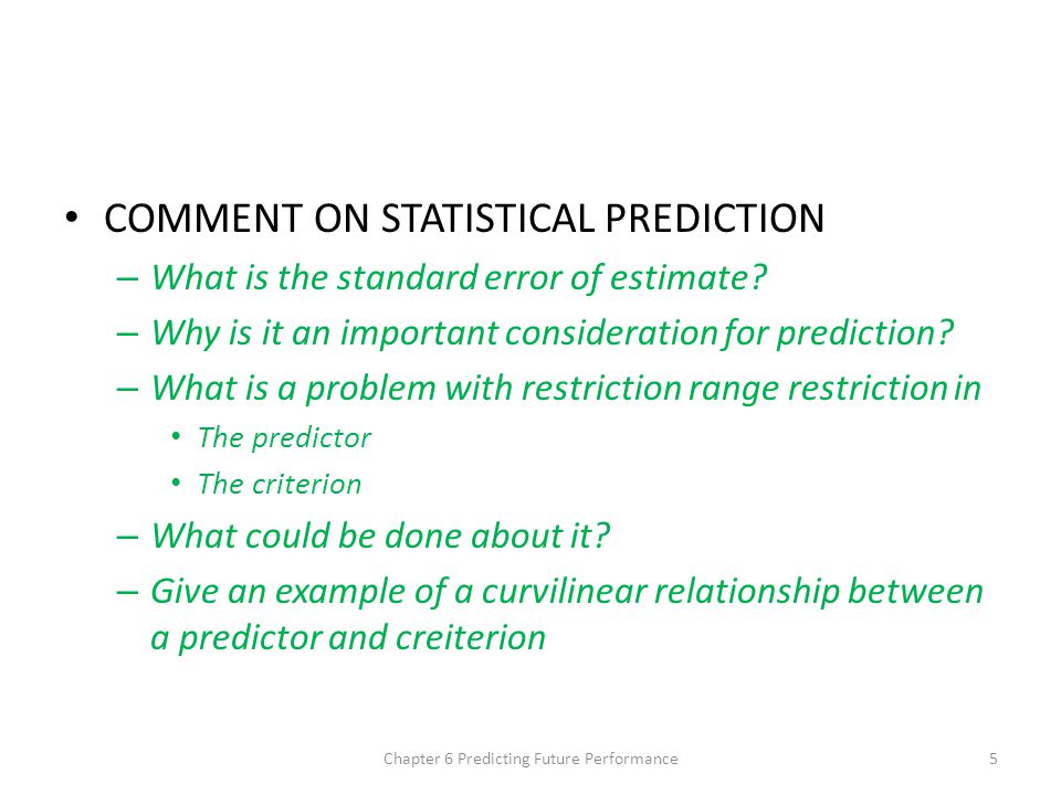 COMMENT ON STATISTICAL PREDICTION – What is the standard error of estimate.