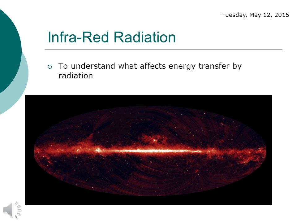 Infra-Red Radiation  To understand what affects energy transfer by radiation Tuesday, May 12, 2015