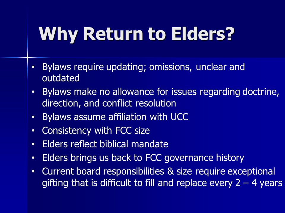 Why Return to Elders.