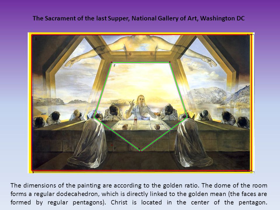 The dimensions of the painting are according to the golden ratio.