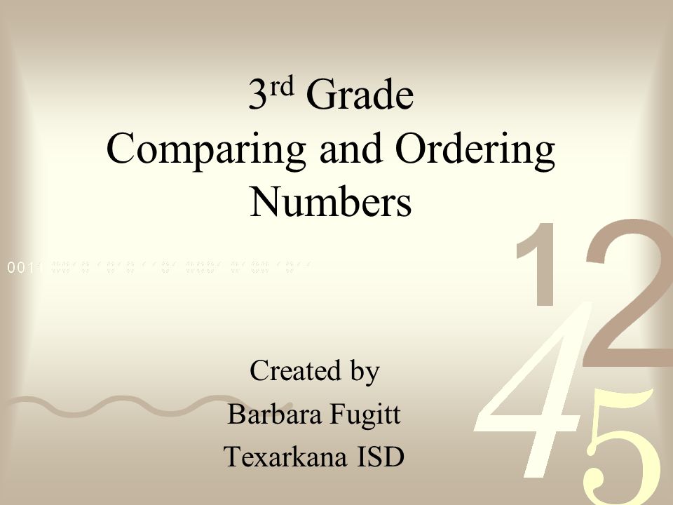 3 rd Grade Comparing and Ordering Numbers Created by Barbara Fugitt Texarkana ISD