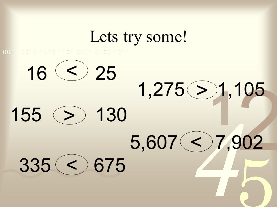 Lets try some! < > < 1,275 1,105 > 5,607 7,902 <