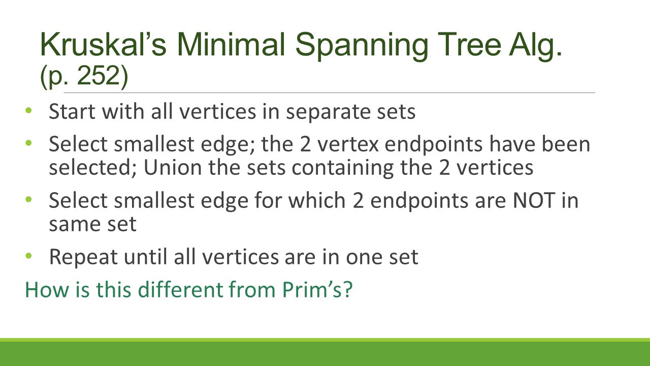 Kruskal’s Minimal Spanning Tree Alg. (p.